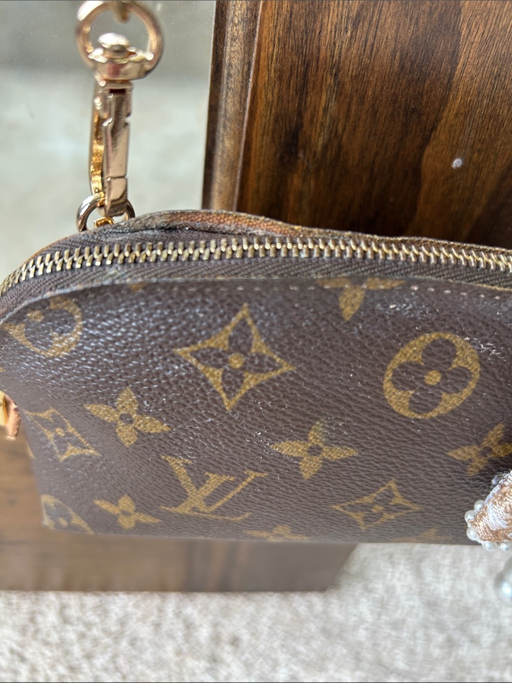 Louis Vuitton Monogram Mini Pochette with Pearl Flower Charm - Picture 3 of 16